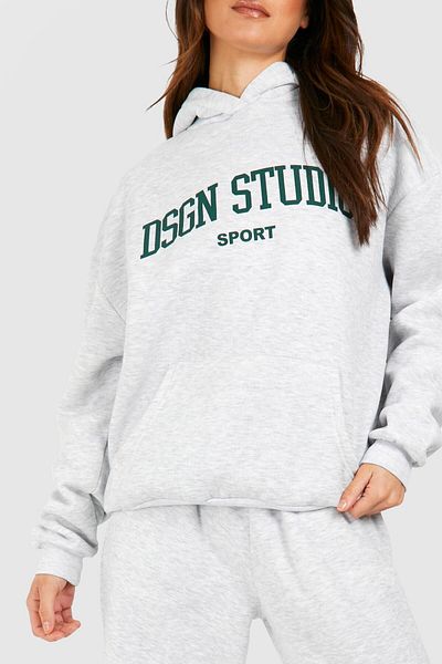 Mythologie Dsgn Studio Sport Tracksuit SEt - Gray Jogger Sweatshirt and HoodEd WidE LEg