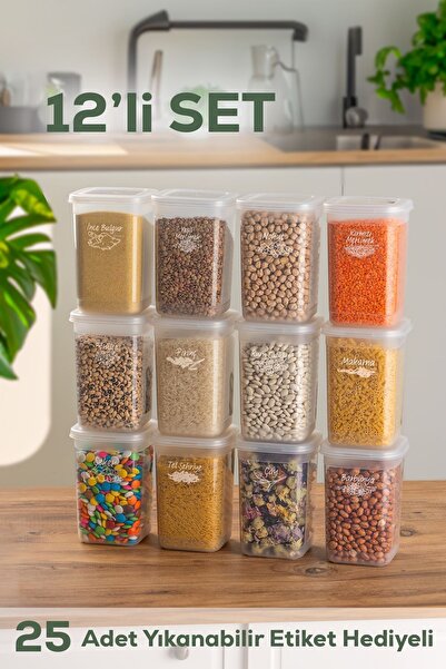 Porsima 431-12 حاوية تخزين بلسم طعام الدقيق - 1.30 لتر شفاف، مربع مكون من 12 ...