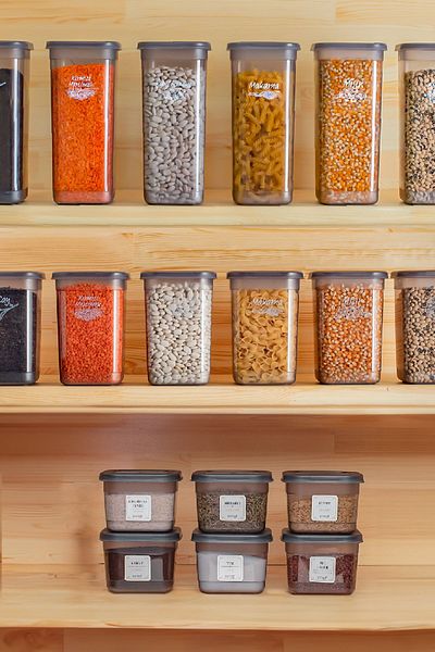 Porsima 433-Gr 12-piece Multi-Purpose Square Erzak Spice Storage Container Set with Label 1.90 1.30 0.60 LT -Grey