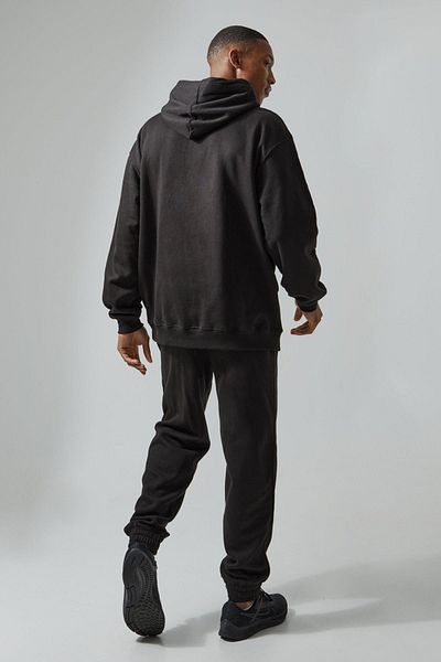 Mythologie Active No Off Tracksuit - Black Printed Suit Jogger Sweatshirt Rubber Leg Hooded