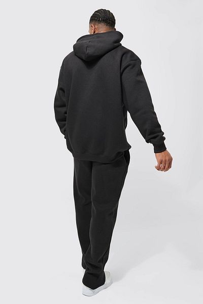 Mythologie طقم بدلة رياضية من Homme - سويت شيرت Jogger مطبوع باللون الأسود مع غطاء للساق واسعة