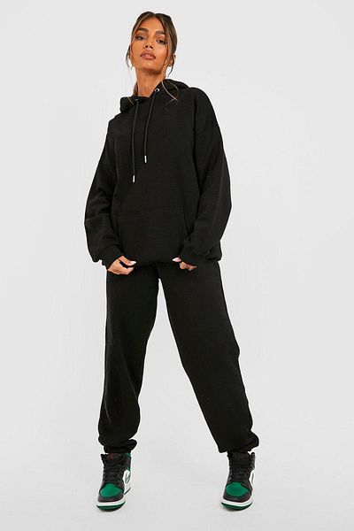 Mythologie Worldwide Heart Tracksuit - Black Printed Suit Jogger Sweatshirt Elastic Leg Hooded