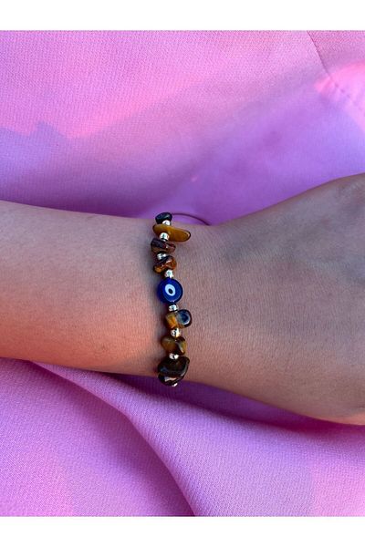 Gigi Stoned Tiger Evil Eye Beaded String Bracelet