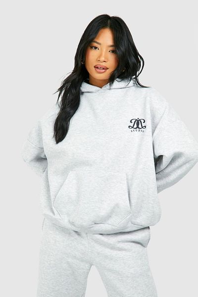 Mythologie Logo Studio PattErnEd Gray JoggEr Tracksuit SEt - Elastic LEg, HoodEd