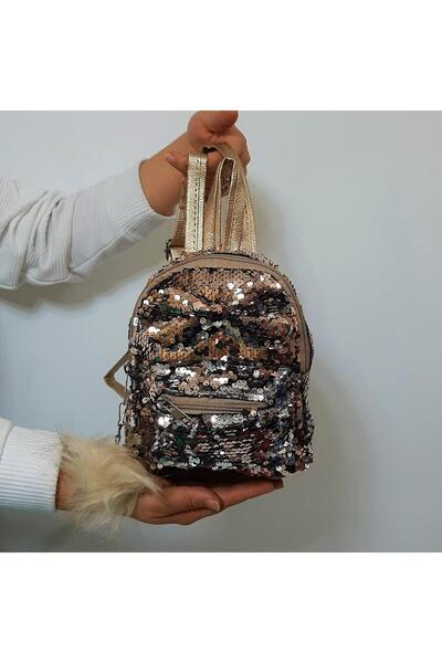 Fiyra crn Dore Altın Pullu Kız Çocuk Sırt Çantası (16cmx20cmx10cm)