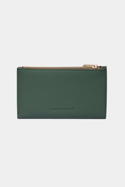 Grande 2804 Genuine Real Leather Zippered Women's Wallet Flother Green