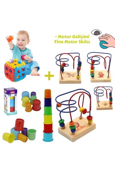 YILDIRIM OYUNCAK Eğitici Ahşap Koordinasyon Helezon File Bultak 9 Parça Sevim...