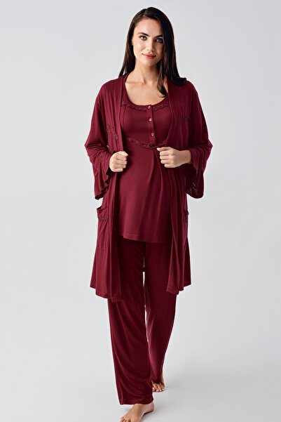 Artış Flexible Viscous Short Sleeve maternity Pajamas and Dressing Gown Set