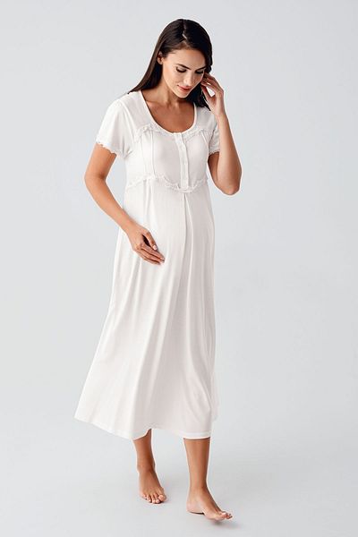 Artış Ecru Viscose maternity Nightgown and Dressing Gown Set - 12401
