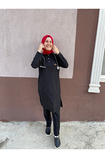 haceryılmaz tesettüt soft likralı 100 cm doktor ve hemşire forması scrubs