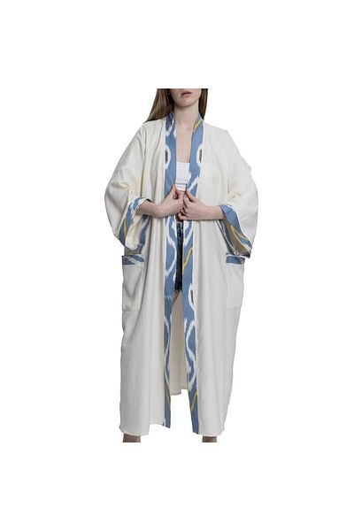 LALAY Blue Satin Caftan Raw