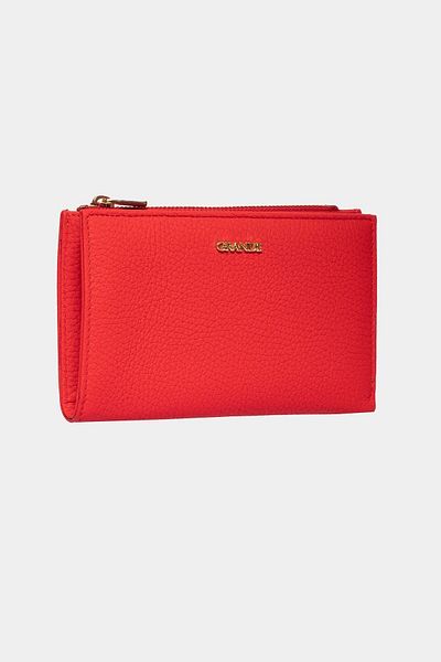 Grande 2804 Genuine Real Leather Zippered Women's Wallet Flother Red