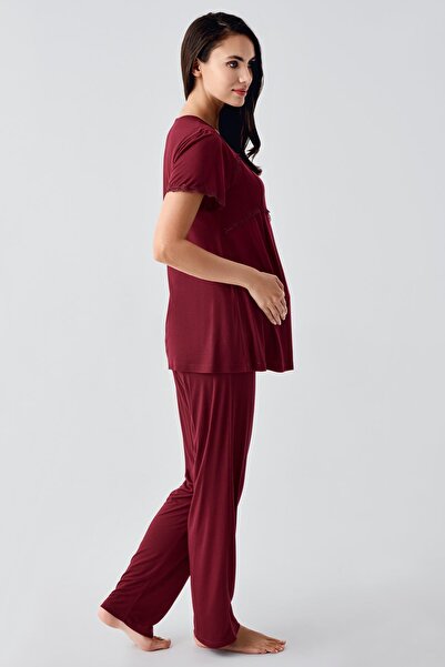 Artış Flexible Viscous Short Sleeve maternity Pajamas and Dressing Gown Set