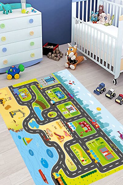 eco concept Trafik Yolu Çocuk Halısı, Yollu Halı, Oyun Halısı, Kaymaz Taban H...