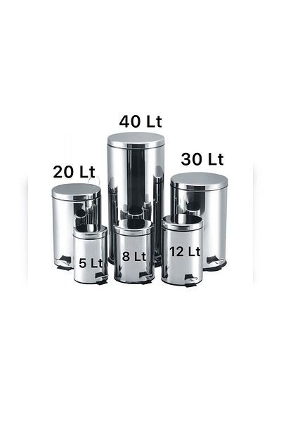 MCK Plus 12 Liter Chrome Metal Stainless Dustbin Garbage Box Pedal Shock Absorber Lid