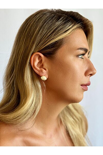 Ayça vural Taşlı midye şeklinde çelik küpe