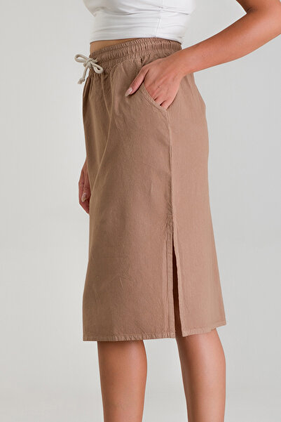 Bold & Young Cotton Woven - Women's Skirt with Slits and Cordles