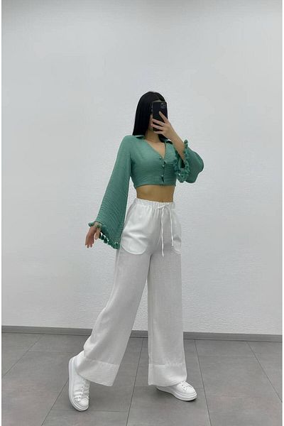 Sachistanbul Nairobi Linen Trousers with Elastic Waist