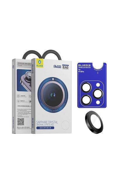 BLUEO واقي عدسة الكاميرا لهاتف آيفون 15 برو من التيتانيوم الطبيعي والياقوت ال...