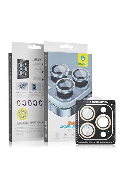 BLUEO آيفون 13 برو / 13 برو ماكس إطار معدني أصلي فضي واقي زجاجي لعدسة الكامير...