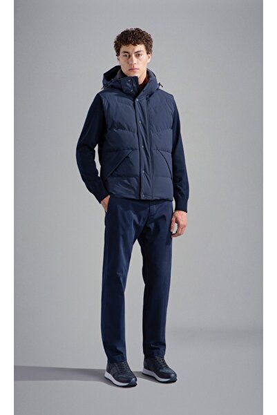 PAUL&SHARK Navy Blue Hooded Vest - Men's with Brand Logo, 14312006 -013