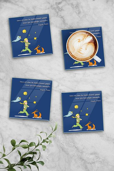 Decorita Time Princess Glass Coaster - Set of 4 10cm x 10cm