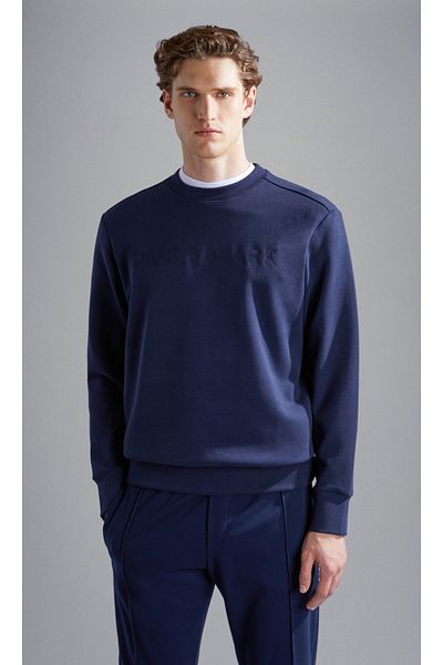 PAUL&SHARK Navy Blue Comfortable Long Sleeve Men's Sweatshirt - with Brand Logo 14311842 -050