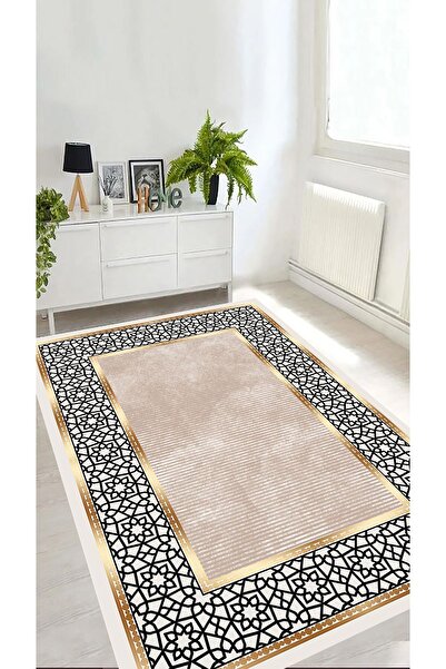 eco concept Gold Renk Salon Halısı, Modern Desen Halı, Kaymaz Taban Halı, Yık...