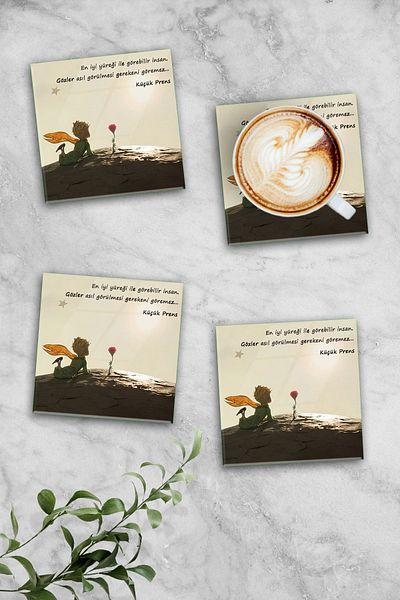 Decorita Set of 4 Glass Coasters - Little Prince Eyes 10cm x 10cm