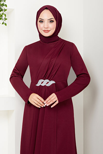 ModaMerve Claret Red Set 269DVL897 - Belt with Stone DeTail