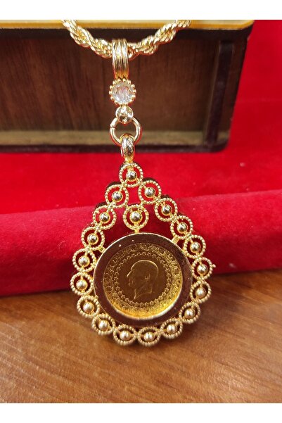 dost altın 22 Ayar Çeyrek Altınlı Altın Kaplama Kolye