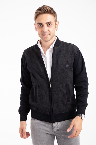 Mutlu City Middle Age Men's knitwear Cardigan - Acrylic, Zippered, Winter, Navy Blue 2068
