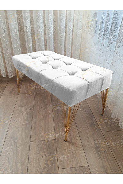 aldagelsin Modern Dilim Puf Ayakucu Puf Gold Metal Ayak (100*45)