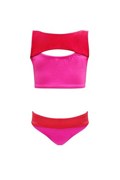 LOOK ME Διπλό χρώμα με λουράκι ώμου Cut-out Cut 50uv Σετ μπικίνι για κορίτσια από τη Nessi Byrd