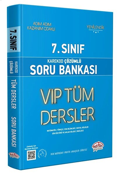 Editör Yayınevi 7. Sınıf VIP Tüm Dersler Soru Bankası Mavi Kitap