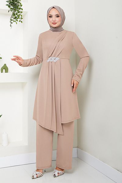 ModaMerve Vizyon 269DVL897 - مجموعة حزام بتفاصيل حجرية