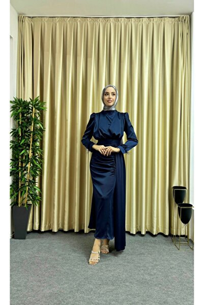 moda zeynaa Kuyruklu Saten Abiye