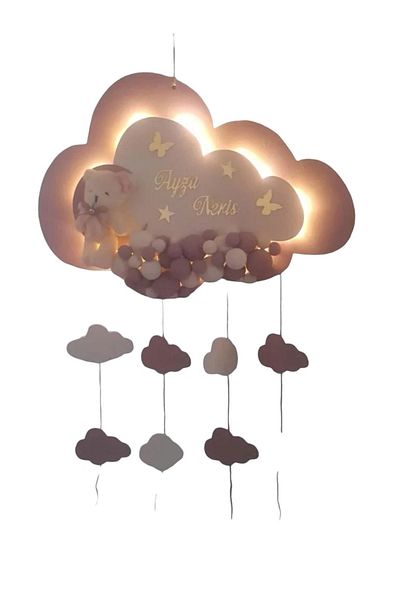 Yavuz Süs Cloud-Shaped Baby Room Door Ornament with Powder Light