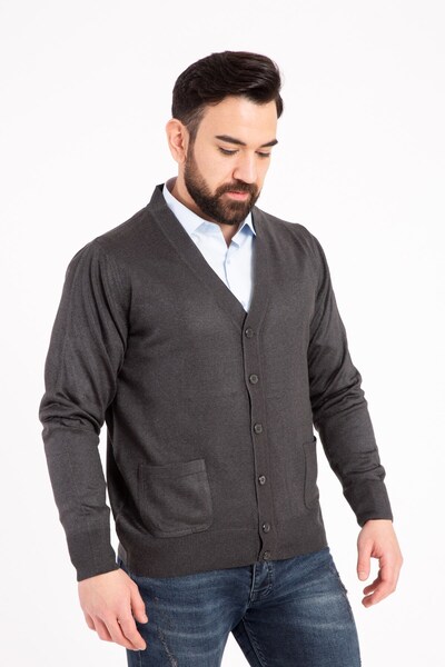 Mutlu City Men's Middle Age and Above Thin Wool Acrylic Knitwear Knitted Buttoned Dad Cardigan 5100