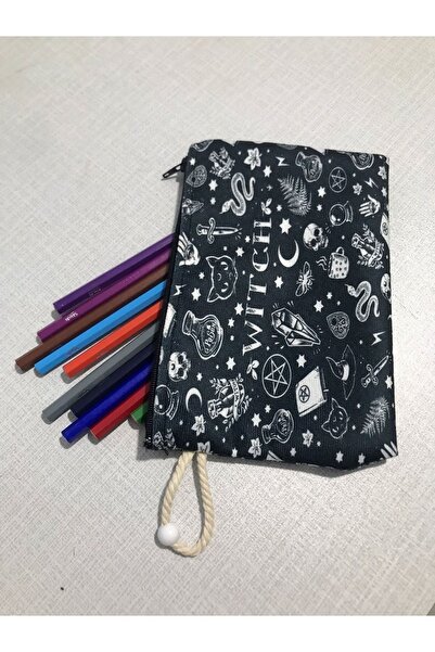 owl bag Υφασμάτινη θήκη για στυλό-πορτοφόλι με γοτθικό σχέδιο μάγισσας