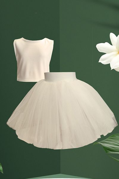 Shecco Babba Fusta Tutu Fata - Set Bluza Crop, Rochie Ziua Nașterii