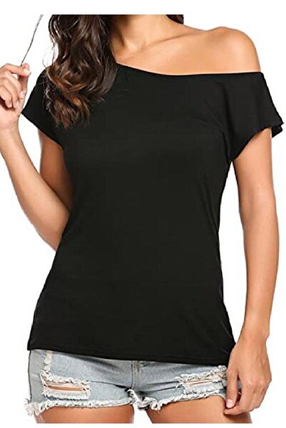 Panowill Design بلوزة نسائية صيفية بكتف واحد مفتوح من قماش الليكرا المحبوك من...