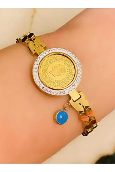 dost altın 22 AYAR ÇEYREK ALTINLI ÇELİK KELEPÇE