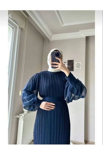 waw tesettür Piliselli Janjan Şifon Elbise