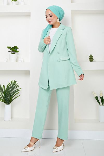 ModaMerve Σετ Hijab Mint - 2494SL890-M, με μπουφάν
