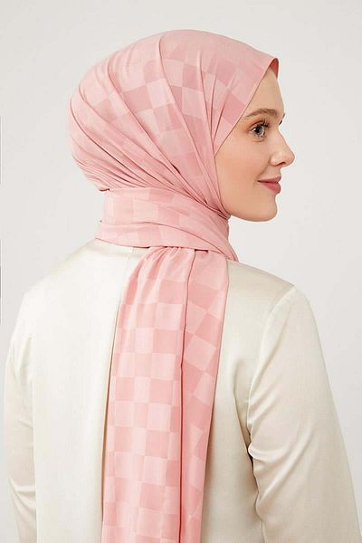 Levidor Σάλι Elegance με σχέδιο Jacquard από σομόν καρό