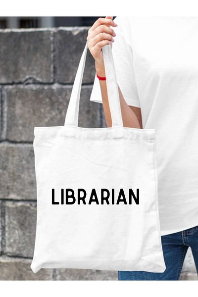 Cemira Librarian Design - Αδιάβροχη λευκή χοντρή τσάντα, υφασμάτινη και τσάντα βιβλίου