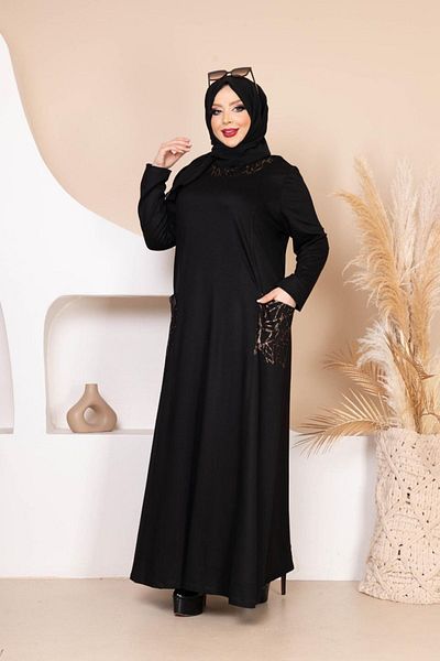 Tuğralı Μαύρο φόρεμα Hijab Plus Size
