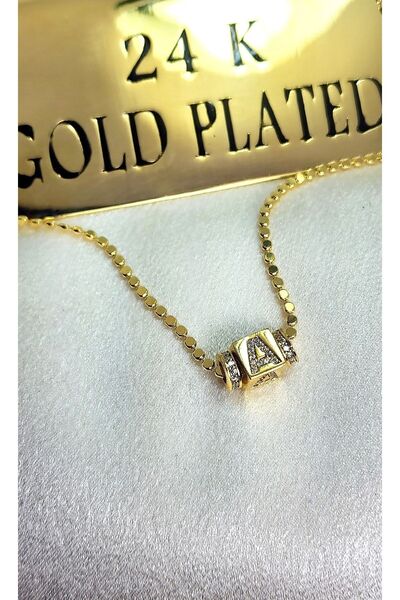 WONDER TOUCH A Harfi Kolye,küp Harf Kolye,taşlı Harf Kolye,ince Arpa Zincir K...