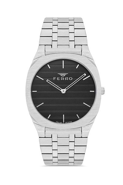 FERRO Fm43004a-2 Men's Silver Colored Wrist Watch, Black Inside - New Season + Bracelet Gift